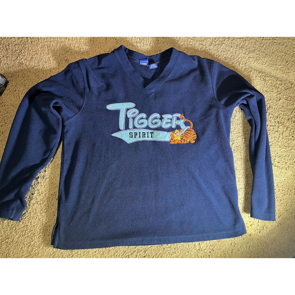 Disney Tigger Spirit Varsity Fleece Sweatshirt Women’s Large Long Sleeve Blue